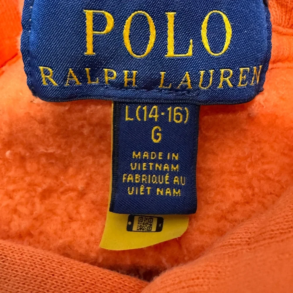 Polo by Ralph Lauren Vibrant Orange Hoodie with Polo Design large (14-16)